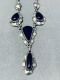 Awesome Vintage Native American Navajo 4 Black Onyx Sterling Silver Necklace-Nativo Arts