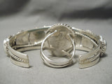 Incredible Vintage Native American Navajo Blie Diamond Turquoise Sterling Silver Bracelet Ring-Nativo Arts