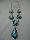 Stunning Angela Lee Turquoise Leaf Sterling Silver Native American Necklace-Nativo Arts