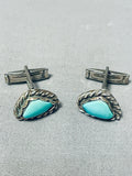 Rare Vintage Native American Navajo Royston Turquoise Sterling Silver Cuff Links-Nativo Arts