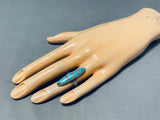 Dynamic Vintage Native American Navajo Morenci Turquoise Sterling Silver Ring-Nativo Arts