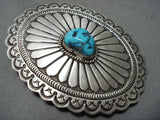 Important Lee Charley Vintage Native American Navajo Turquoise Sterling Silver Buckle-Nativo Arts