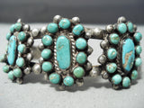 One Of The Best Vintage Zuni Native American Navajo Turquoise Satellite Sterling Silver Bracelet-Nativo Arts