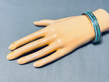 Quality Work Vintage Native American Navajo Turquoise Heishi Sterling Silver Bracelet-Nativo Arts
