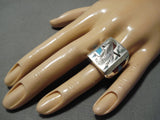 Important Native American Zuni Harlan Coonsis Native American Zuni Sterling Silver Turquoise Coral Ring-Nativo Arts