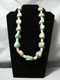 Native American Heavy Chunky 250 Gram Vintage Santo Domingo Turquoise Sterling Silver Necklace-Nativo Arts