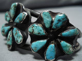Stunning Vintage Native American Navajo Royston Turquoise Sterling Silver Flower Bracelet Old-Nativo Arts