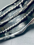 Superb Native American Navajo 3 Godber Turquoise Sterling Silver Huge Bracelet-Nativo Arts