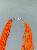 Native American One Of The Best Tubed Coral Sterling Silver Southwest Necklace-Nativo Arts