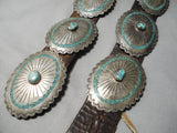 Huge Very Unique Vintage Native American Navajo Sterling Silver Turquoise Inlay Concho Belt Old-Nativo Arts