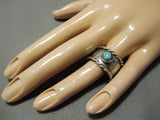 Rare Early Adjustable Vintage Native American Navajo Turquoise Sterling Silver Ring Old-Nativo Arts