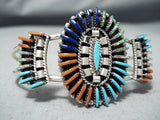 Colorful Native American Zuni Turquoise Coral Opal Lapis Sterling Silver Bracelet-Nativo Arts