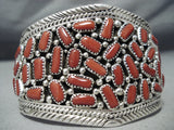 Magnificent Navajo Coral Sterling Silver Bracelet Native American-Nativo Arts