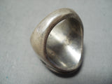 Biggest Heavy Vintage Native American Zuni Snake Turquoise Sterling Silver Men's Ring Old-Nativo Arts