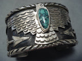 Rare San Felipe Spiderweb Turquoise Sterling Silver Eagle Bracelet-Nativo Arts