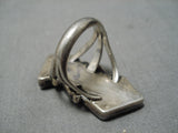 Amazing Vintage Navajo Dramatic Turquoise Sterling Silver Native American Ring-Nativo Arts