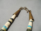 Native American Authentic Vintage Santo Domingo Tony Aguilar Sr Turquoise Brass Necklace-Nativo Arts