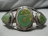 Museum Vintage Native American Navajo Green Turquoise Sterling Silver Bracelet Old-Nativo Arts