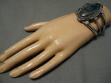 Extremely Rare Red Mountain Turquoise Vintage Native American Navajo Sterling Silver Bracelet-Nativo Arts