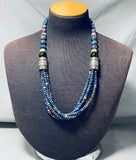 Authentic Singer Lapis Vintage Native American Navajo Sterling Silver Turquoise Necklace-Nativo Arts