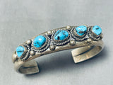 Traditional Vintage Native American Navajo Old Kingman Turquoise Sterling Silver Bracelet-Nativo Arts