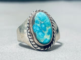 Impressive Vintage Native American Navajo Spiderweb Turquoise Sterling Silver Ring-Nativo Arts