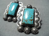 Incredible Vintage Native American Navajo Royston Turquoise Sterling Silver Earrings-Nativo Arts