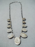 Unforgettable Signed Vintage Native American Navajo Morenci Turquoise Sterling Silver Necklace-Nativo Arts