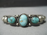 Breathtaking Vintage Native American Navajo Carico Lake Turquoise Sterling Silver Bracelet-Nativo Arts