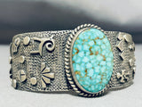 Important Smithsonian Vintage Native American Navajo Spiderwb Turquoise Sterling Silver Bracelet-Nativo Arts