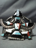 One Of The Best Vintage Native American Zuni Knifewing Turquoise Sterling Silver Bracelet Old-Nativo Arts