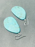 Native American Dramatic Santo Domingo Green Turquoise Slab Large Earrings-Nativo Arts