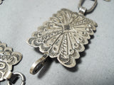 Detailed Vintage Native American Navajo Sterling Silver Intricate Concho Belt Old-Nativo Arts