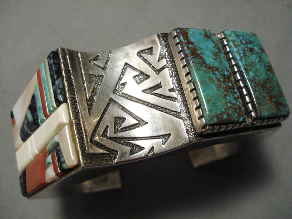 Important Vintage Native American Navajo Richard Tsosie Turquoise Sterling Silver Bracelet-Nativo Arts
