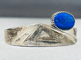 Quality Vintage Native American Navajo Lapis Sterling Silver Geometric Bracelet-Nativo Arts