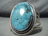 Huge Vintage Native American Navajo Intense Spiderwbe Turquoise Sterling Silver Bracelet-Nativo Arts