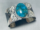 Stunning San Felipe Colossal Pilot Mountain Turquoise Sterling Silver Bracelet-Nativo Arts