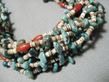 Important Navajo Rye Whitegoat Turquoise Coral Heishi Native American Necklace-Nativo Arts