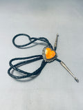 Rare Womens Vintage Native American Navajo Heart Shell Sterling Silver Bolo Tie-Nativo Arts