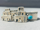 Omg Detail Vintage Native American Navajo Pueblo Sterling Silver Turquoise Bracelet-Nativo Arts