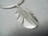 Marvelous Navajo Native American Sterling Silver Feathers Necklace-Nativo Arts
