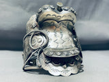 One Of The Most Highly Detailed Native American Navajo Sterling Silver Bracelet-Nativo Arts