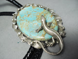 Native American Massive Lizard #8 Turquoise Sterling Silver Bolo Tie-Nativo Arts