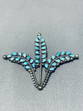One Of The Best Ever Vintage Native American Navajo Turquoise Sterling Silver Pin Old-Nativo Arts