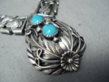 Majestic Vintage Native American Navajo Sleeping Beauty Turquoise Sterling Silver Necklace Old-Nativo Arts