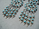 Snake Eyes Vintage Native American Zuni Blue Gem Turquoise Sterling Silver Earrings-Nativo Arts