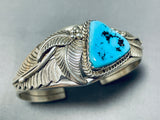 Wil Manning Native American Navajo Morenci Turquoise Sterling Silver Bracelet Signed-Nativo Arts