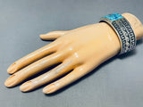 Nez And Mason Vintage Native American Navajo Turquoise Inlay Sterling Silver Bracelet Wow-Nativo Arts