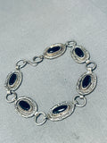 Signed Vintage Native American Navajo Black Onyx Sterling Silver Link Bracelet-Nativo Arts