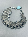 Eye Catching Native American Navajo Royston Turquoise Sterling Silver Dimes Bracelet-Nativo Arts